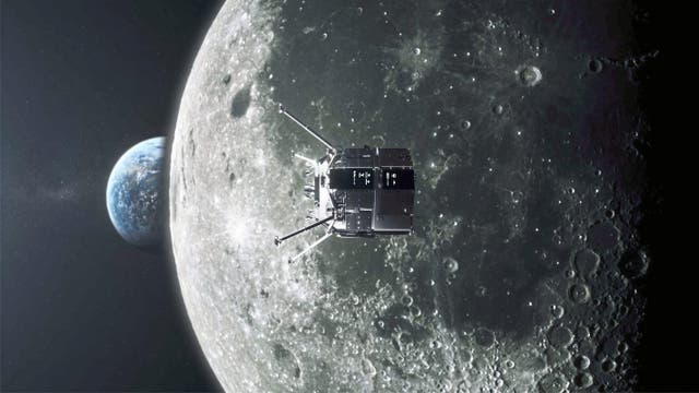 Illustration einer privaten japanischen Raumfähre auf dem Weg zum Mond