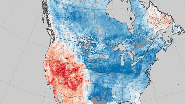 Eine Karte der Temperaturanomalien in Nordamerika.