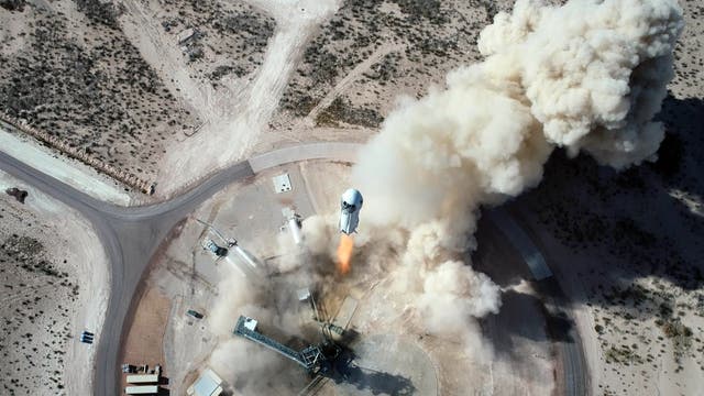 Blue Origins »New Shepard« bei einem Start von Launch Site One in West-Texas