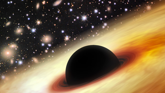 Ein extrem massereiches Schwarzes Loch (Computergrafik)