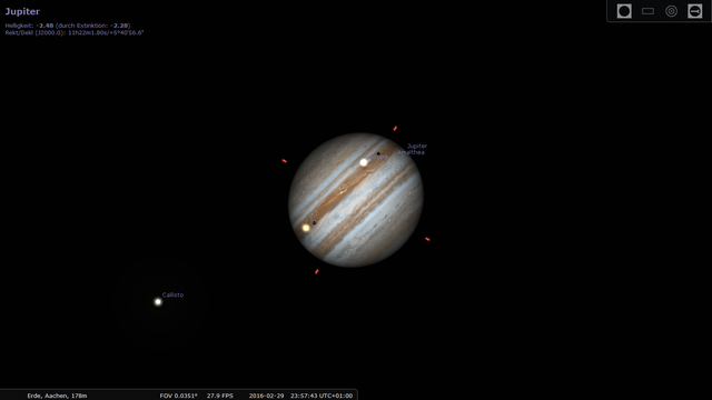 Jupiter am 29. Februar 2016
