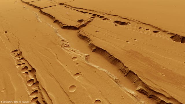 Trichterketten auf dem Mars (Computergrafik)
