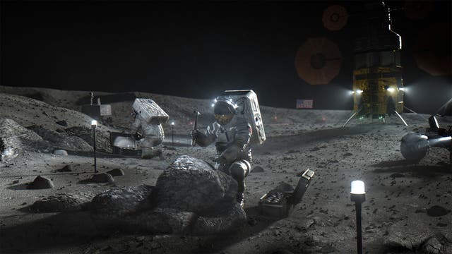 Künstlerische Darstellung der geplanten Mondlandung der NASA