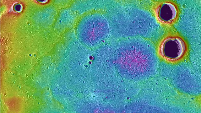 Vulkanische Ebene nahe Merkurs Nordpol