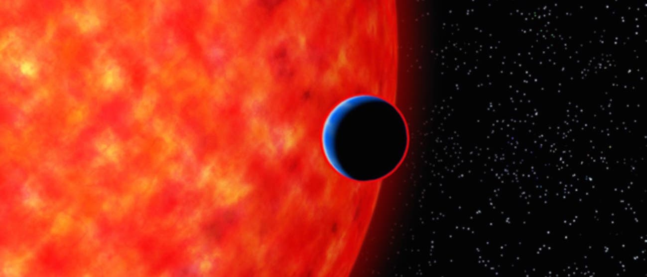 Exoplanet GJ 3470b in künstlerischer Darstellung Exoplanet GJ 3470b in künstlerischer Darstellung
