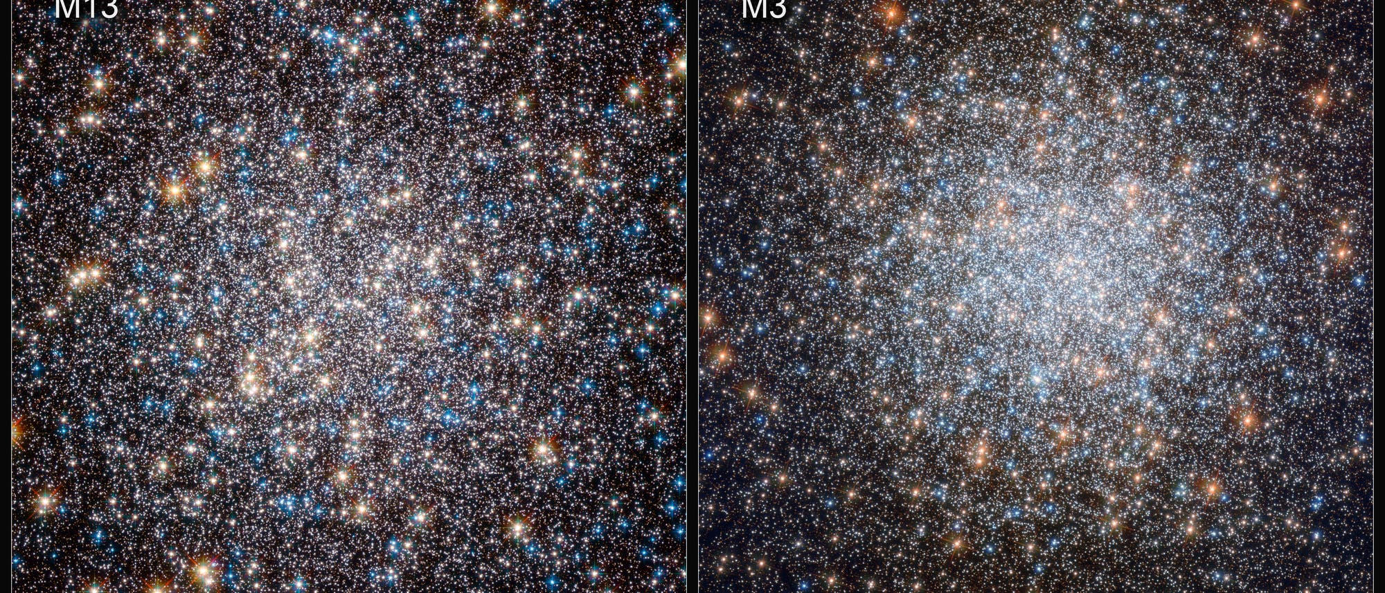 Um die physikalischen Grundlagen der Entwicklung Weißer Zwerge zu untersuchen, verglichen Astronomen abkühlende Weiße Zwerge in zwei massiven Sternansammlungen: den Kugelsternhaufen M3 und M13. Um die physikalischen Grundlagen der Entwicklung Weißer Zwerge zu untersuchen, verglichen Astronomen abkühlende Weiße Zwerge in zwei massiven Sternansammlungen: den Kugelsternhaufen M3 und M13.