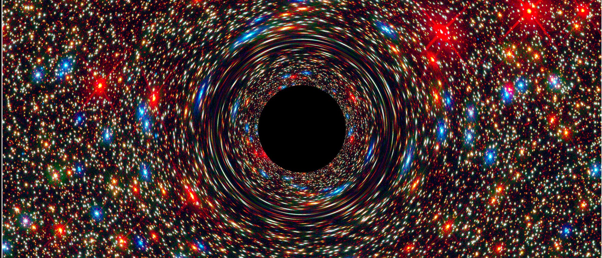 Computersimulation eines supermassereichen Schwarzen Lochs Computersimulation eines supermassereichen Schwarzen Lochs