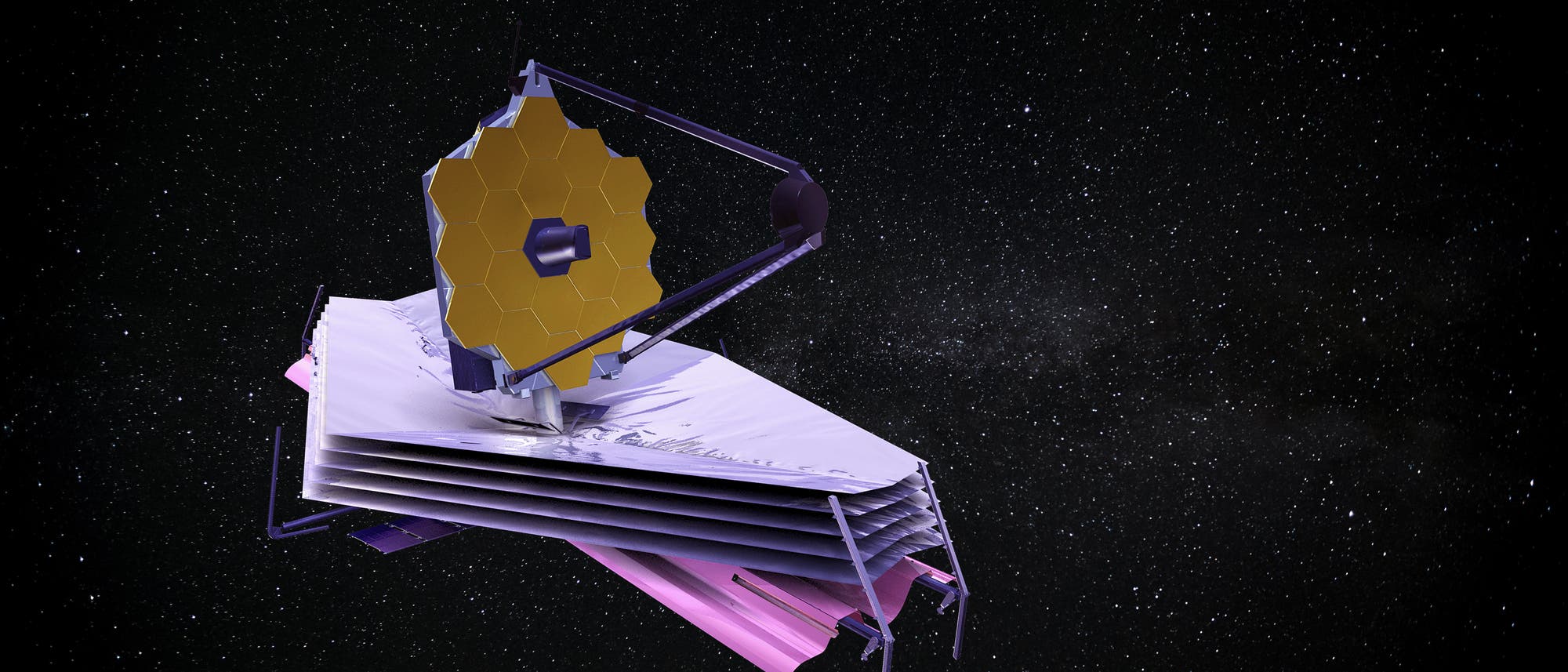 Die Animation zeigt das James Webb Space Telescope. Die Animation zeigt das James Webb Space Telescope.