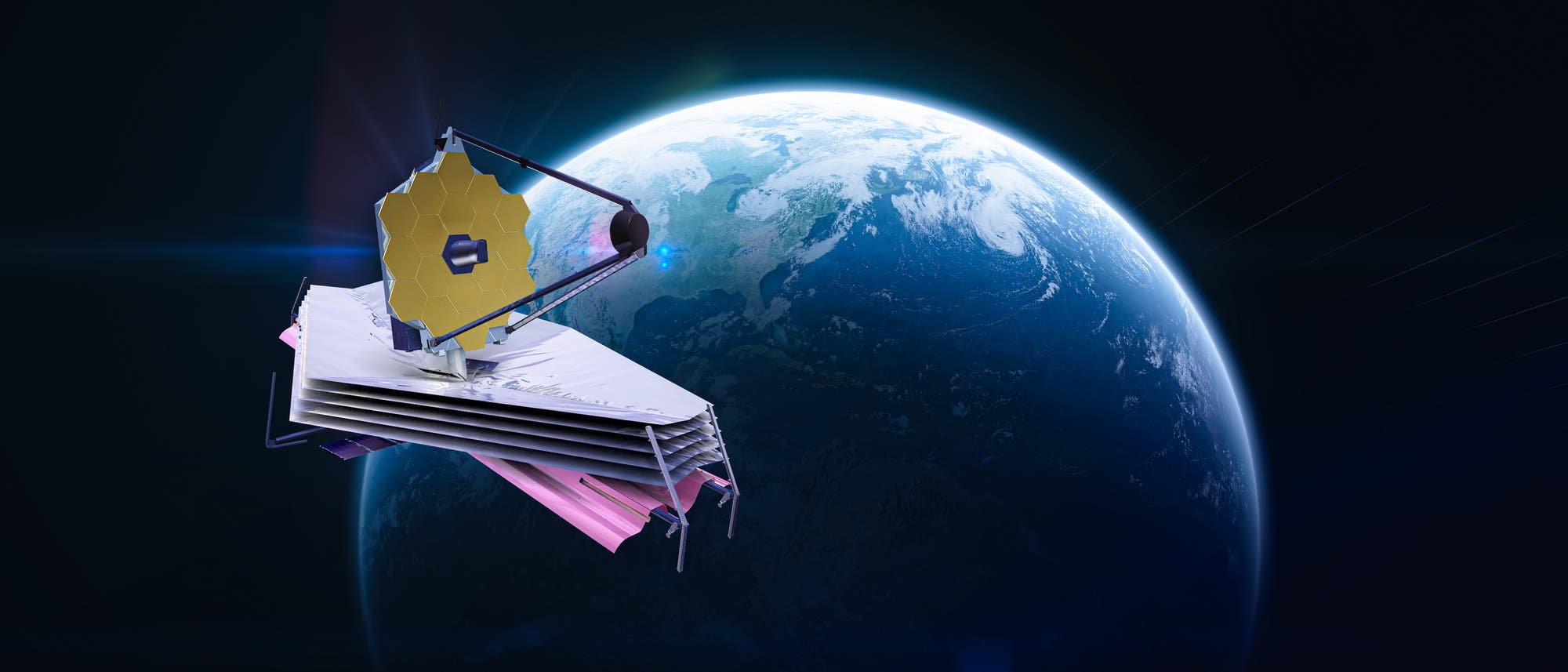 Das James Webb Space Telescope soll weit entfernt von der Erde den Kosmos erforschen (Simulation). Das James Webb Space Telescope soll weit entfernt von der Erde den Kosmos erforschen (Simulation).
