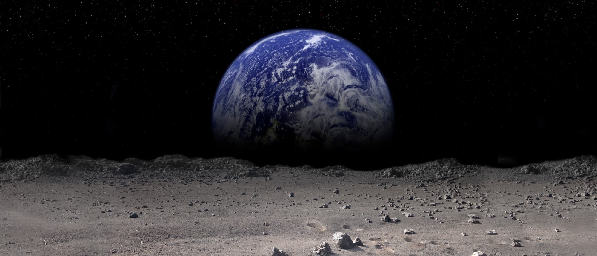 Mond und blauer Planet Mond und blauer Planet