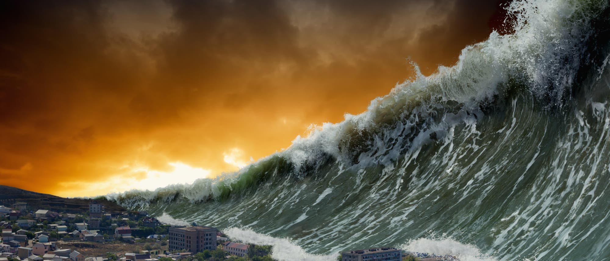 Tsunami – leicht übertriebene Darstellung Tsunami – leicht übertriebene Darstellung