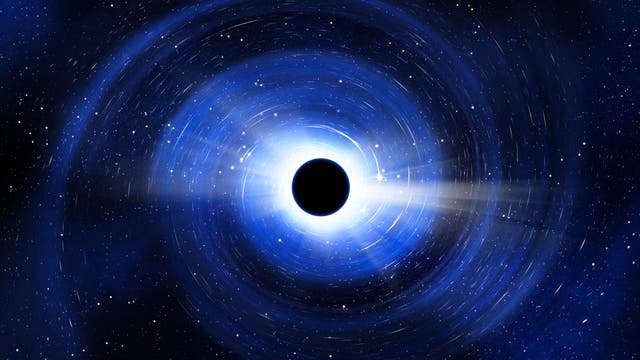 Künstlerische Darstellung eines sich drehenden Schwarzen Lochs