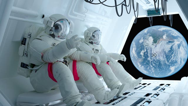 Astronauten an Bord einer...