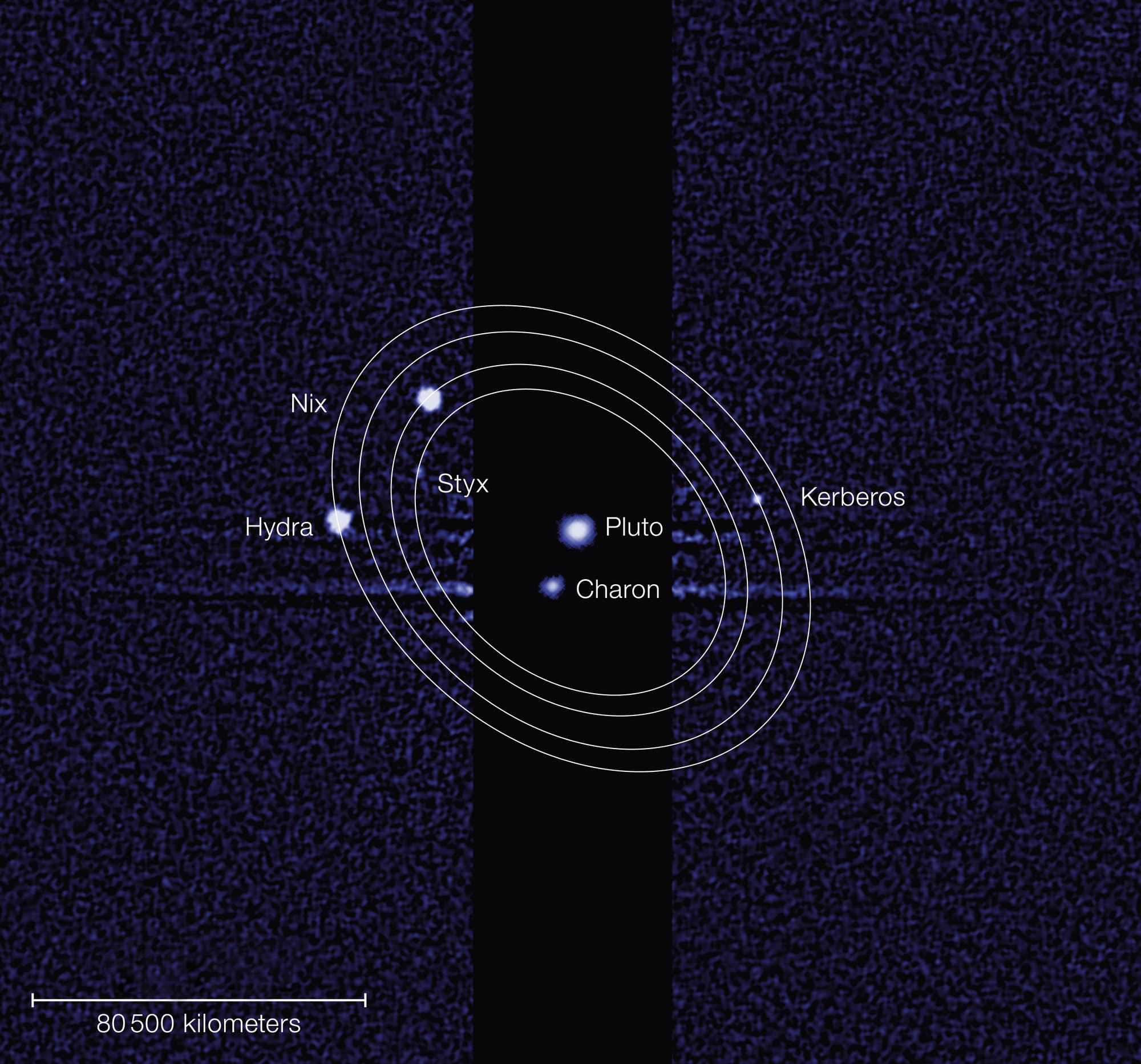 Zwergplanet Pluto mit fünf Monden