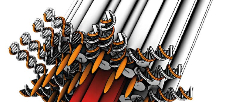Pilzförmiger Ionenkanal aus DNA-Helices, Schemazeichnung Pilzförmiger Ionenkanal aus DNA-Helices, Schemazeichnung