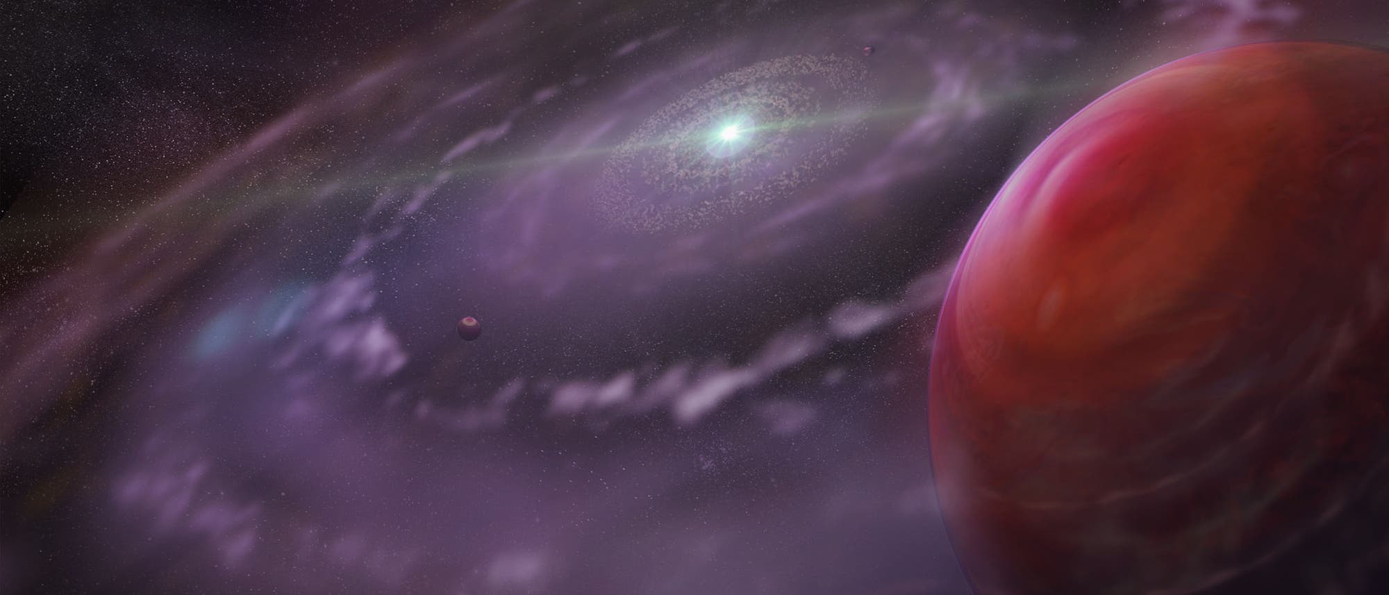Künstlerische Darstellung der Planeten um HR 8799 Künstlerische Darstellung der Planeten um HR 8799
