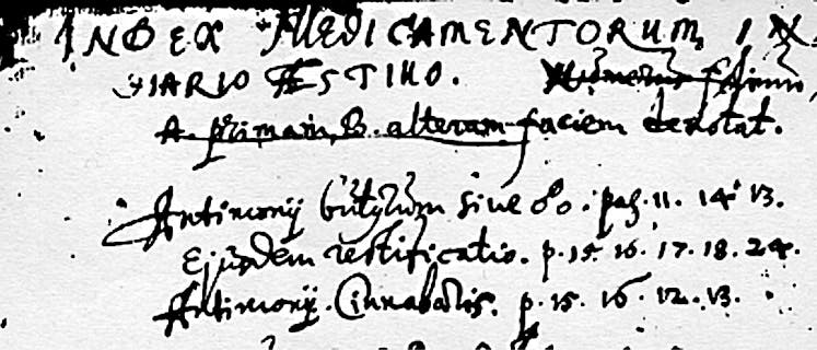 Ausschnitt aus einem Labortagebuch von 1615 Ausschnitt aus einem Labortagebuch von 1615
