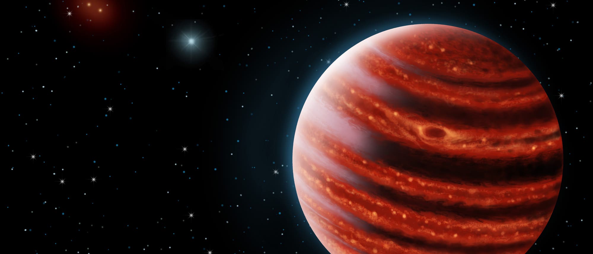 Der jupiterähnliche Exoplanet 51 Eridani b (künstlerische Darstellung) Der jupiterähnliche Exoplanet 51 Eridani b (künstlerische Darstellung)