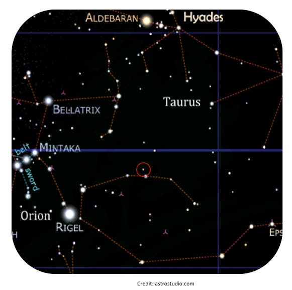 Die Position von 51 Eridani am Himmel (Übersichtskarte)