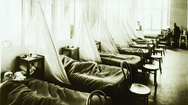 Grippestation im Feldkrankenhaus Aix-les-Bains der US Army in Frankreich während des 1. Weltkrieges