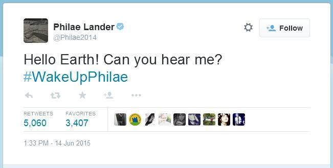 Tweet des Philae_Twitteraccounts
