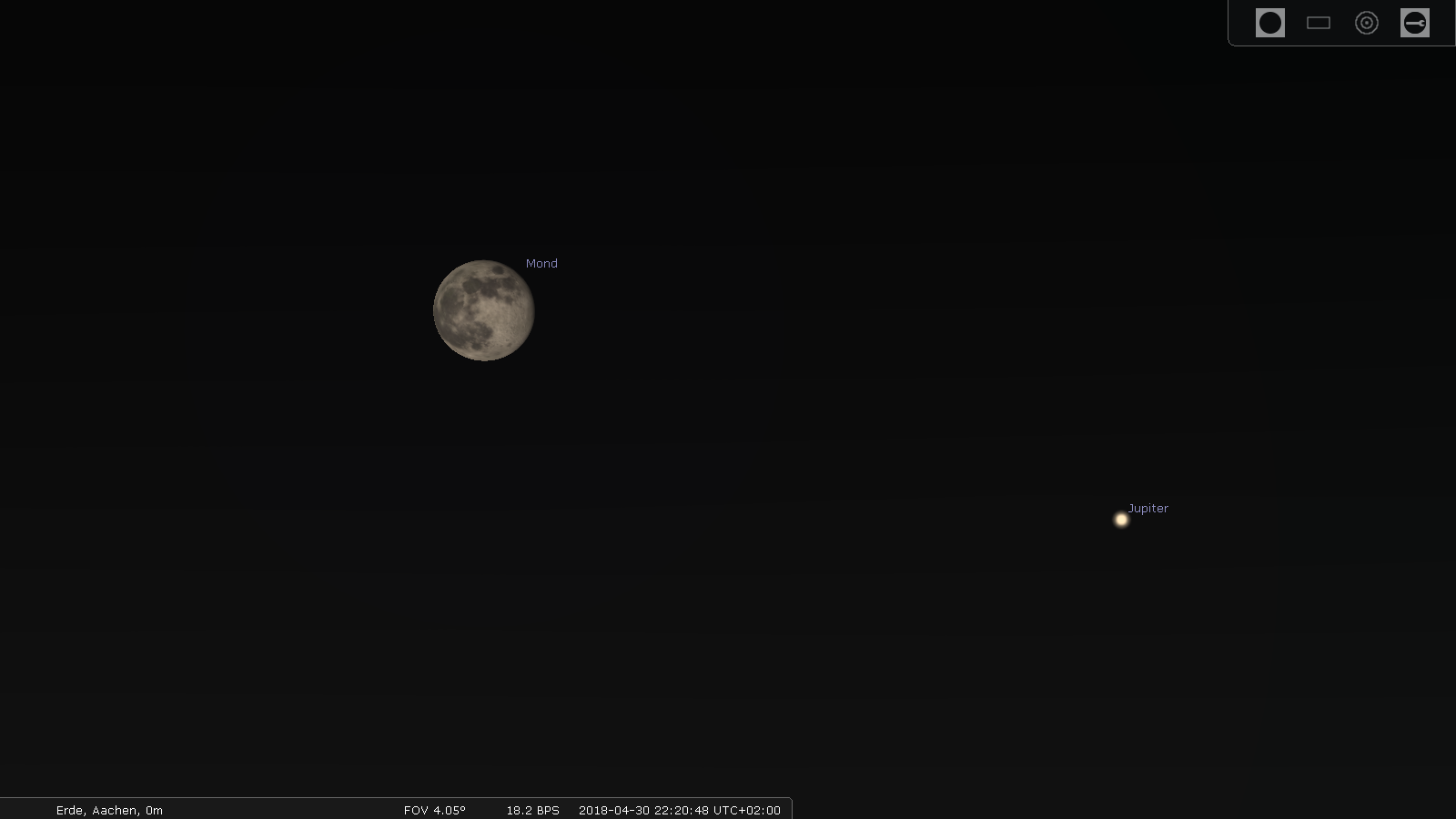 Jupiter und Mond zusammen am Abendhimmel
