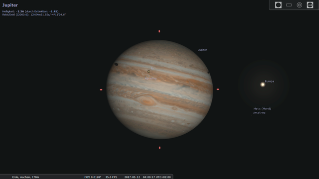 Jupiter mit Monden und Schatten