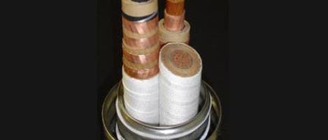 Querschnitt durch ein YBCO-Stromkabel Querschnitt durch ein YBCO-Stromkabel
