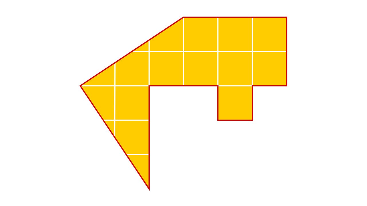 Wie muss die Figur zerlegt werden, um ein Quadrat zu bilden?