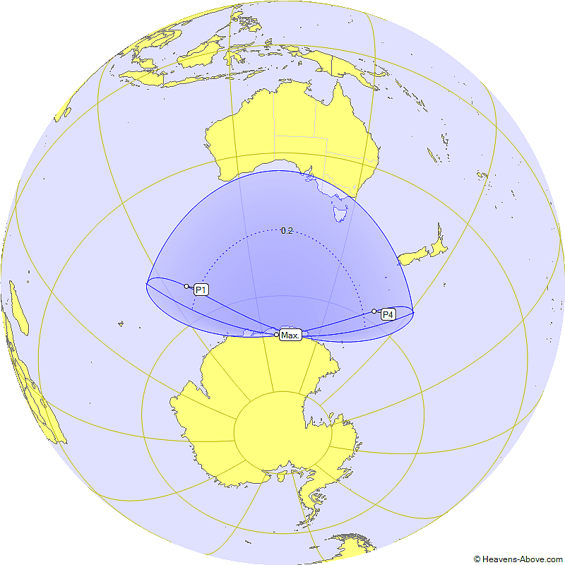 Verlauf der partiellen Sonnenfinsternis in der Antarktis Verlauf der partiellen Sonnenfinsternis in der Antarktis