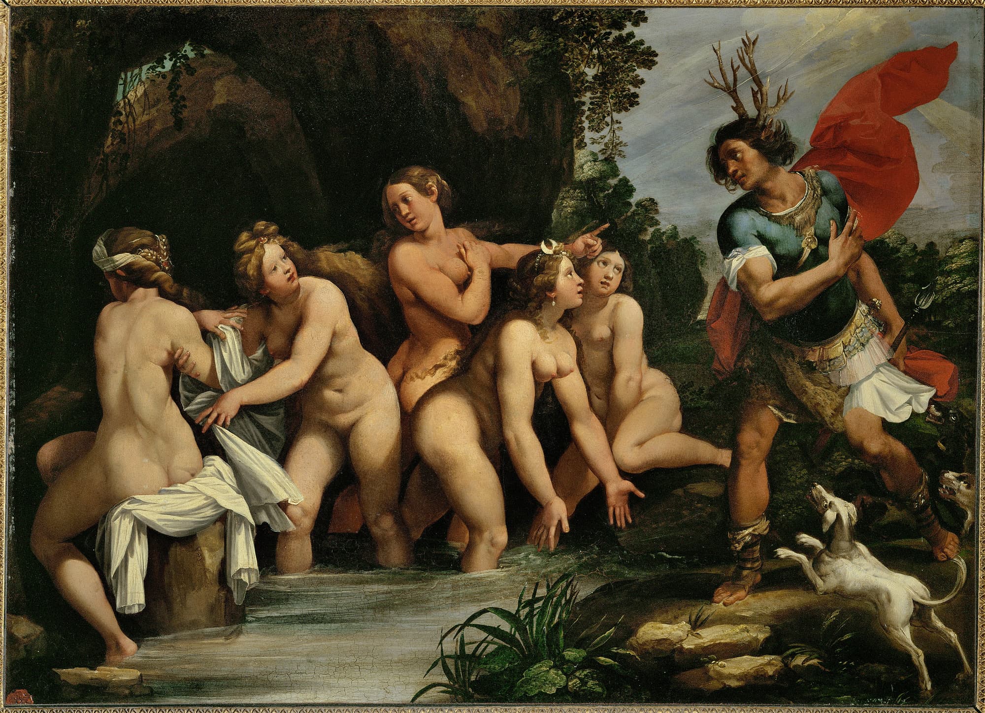 Actaeon überrascht Diana beim Bade, Gemälde von Giuseppe Cesari, genannt Cavalier d'Arpino 1568-1640 Actaeon überrascht Diana beim Bade, Gemälde von Giuseppe Cesari, genannt Cavalier d'Arpino 1568-1640