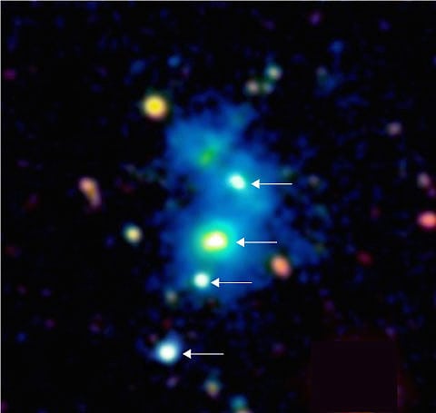 Ein Quasar-Quartett im jungen Universum Ein Quasar-Quartett im jungen Universum