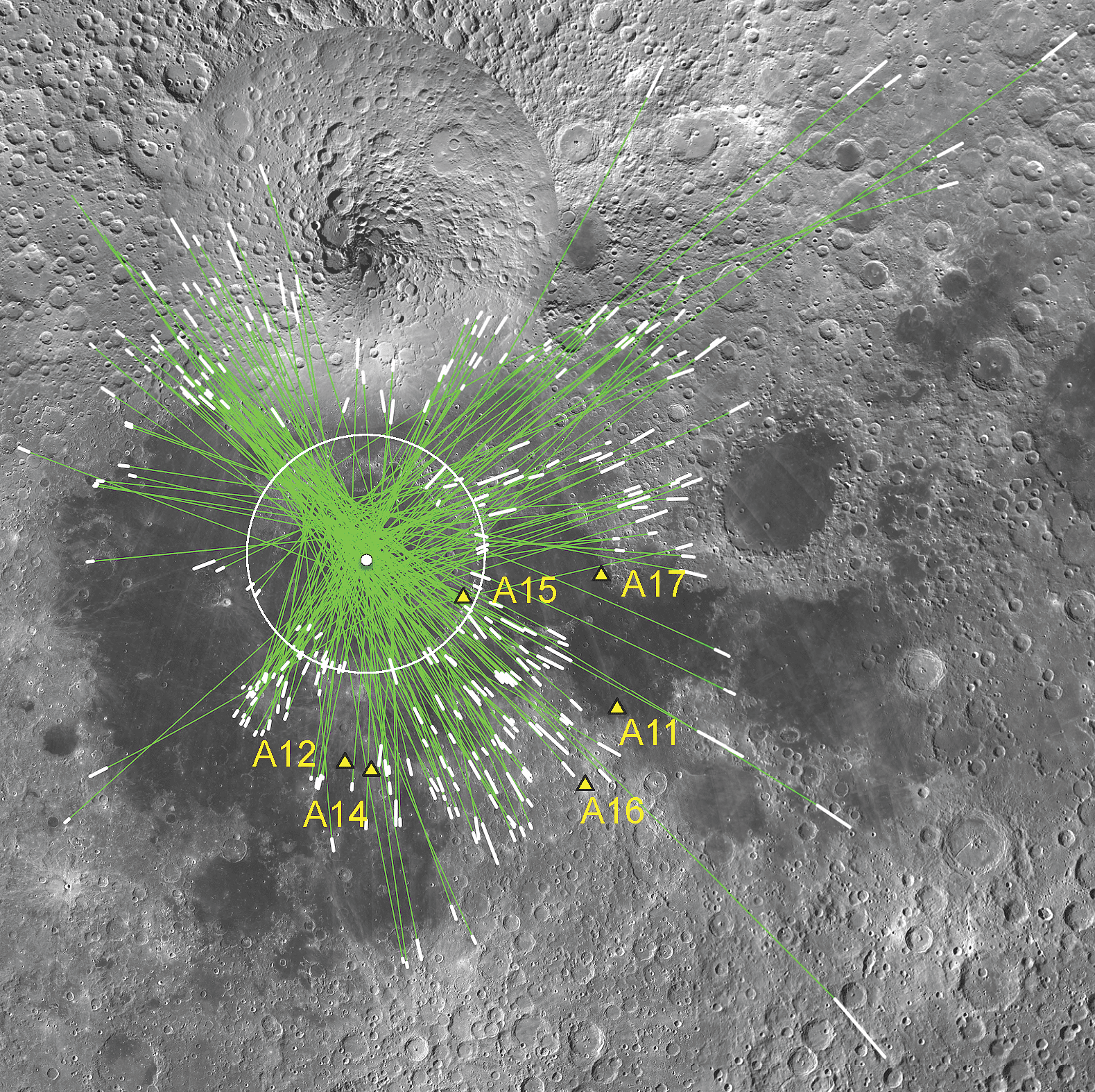 Die Schrammen um das Mare Imbrium (Übersichtsbild) Die Schrammen um das Mare Imbrium (Übersichtsbild)