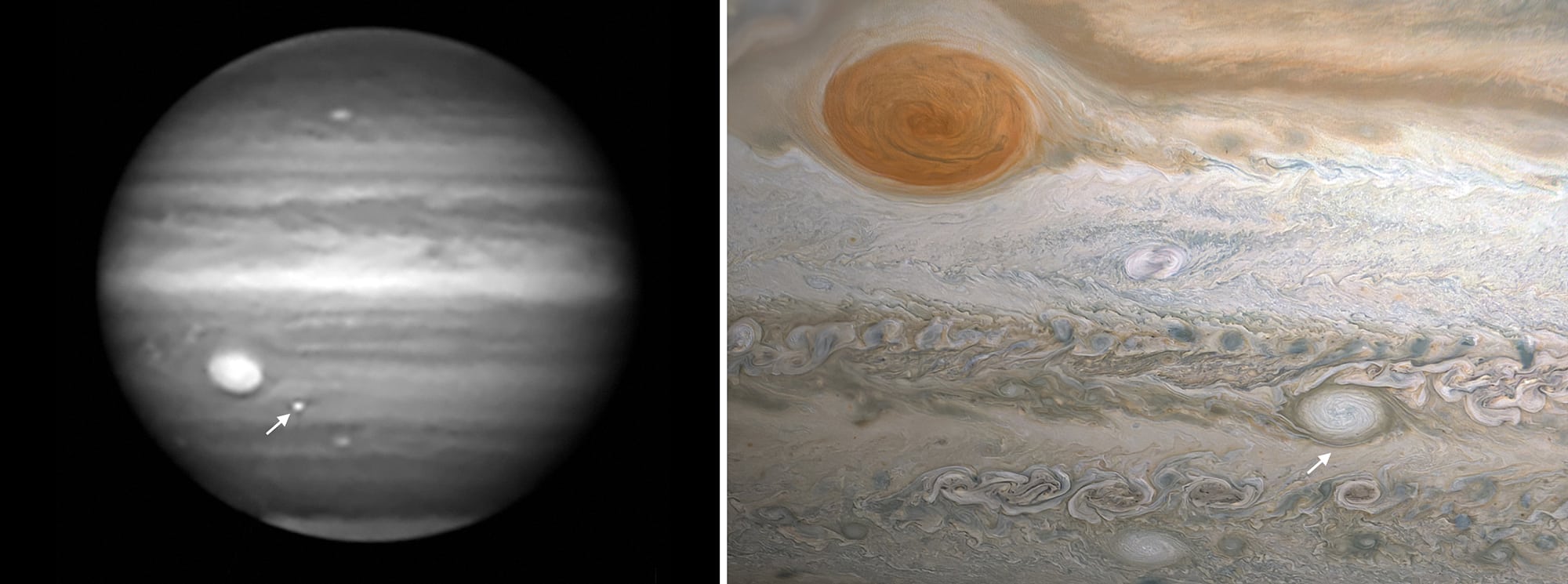 Neu auf Jupiter: Kleines weißes Oval beim Großen Roten Fleck Neu auf Jupiter: Kleines weißes Oval beim Großen Roten Fleck