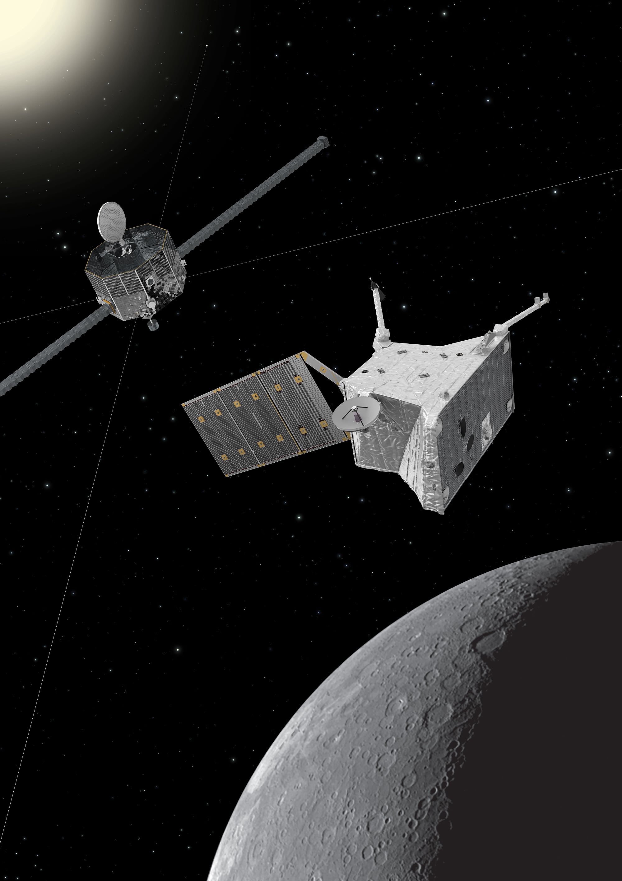 Raummission BepiColombo über dem Merkur Raummission BepiColombo über dem Merkur