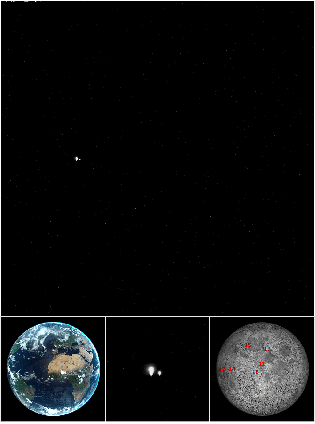 Erde und Mond von Merkur aus im Blick Erde und Mond von Merkur aus im Blick