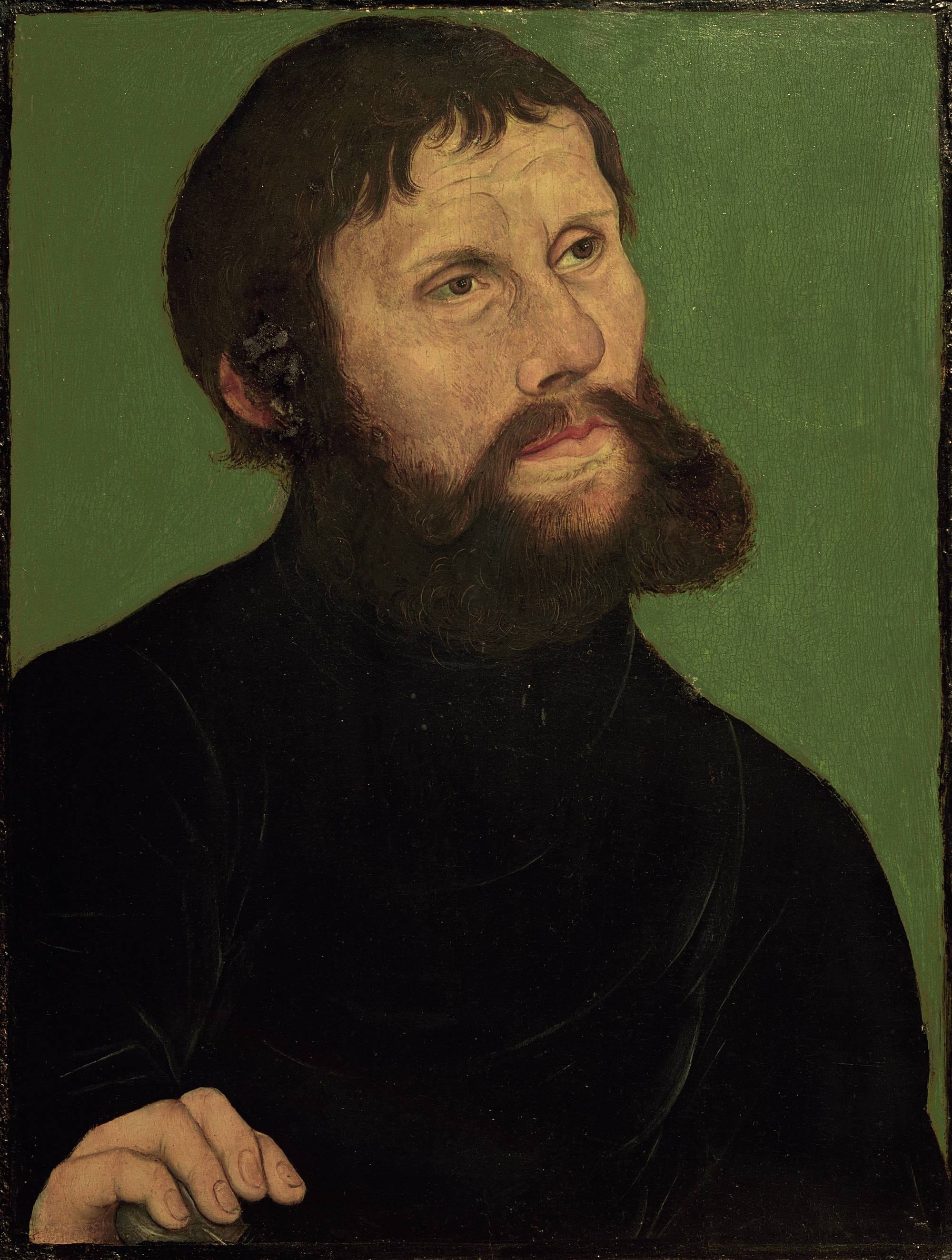 Luther als Junker Jörg. Gemälde von Lucas Cranach dem Älteren, 1521/22. Luther als Junker Jörg. Gemälde von Lucas Cranach dem Älteren, 1521/22.