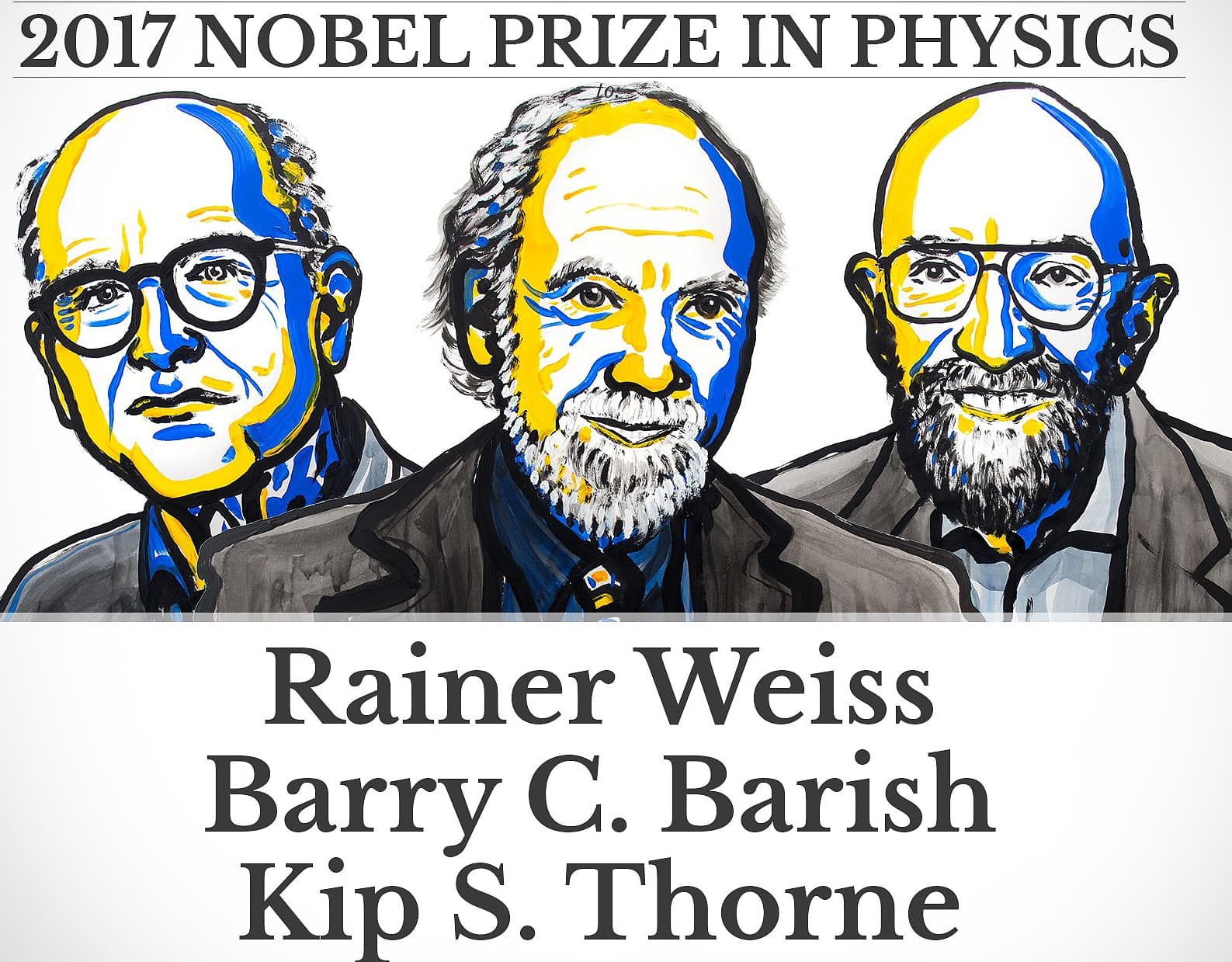Preisträger des Nobelpreises für Physik: Rainer Weiss, Barry C. Barish und Kip Thorne. Preisträger des Nobelpreises für Physik: Rainer Weiss, Barry C. Barish und Kip Thorne.