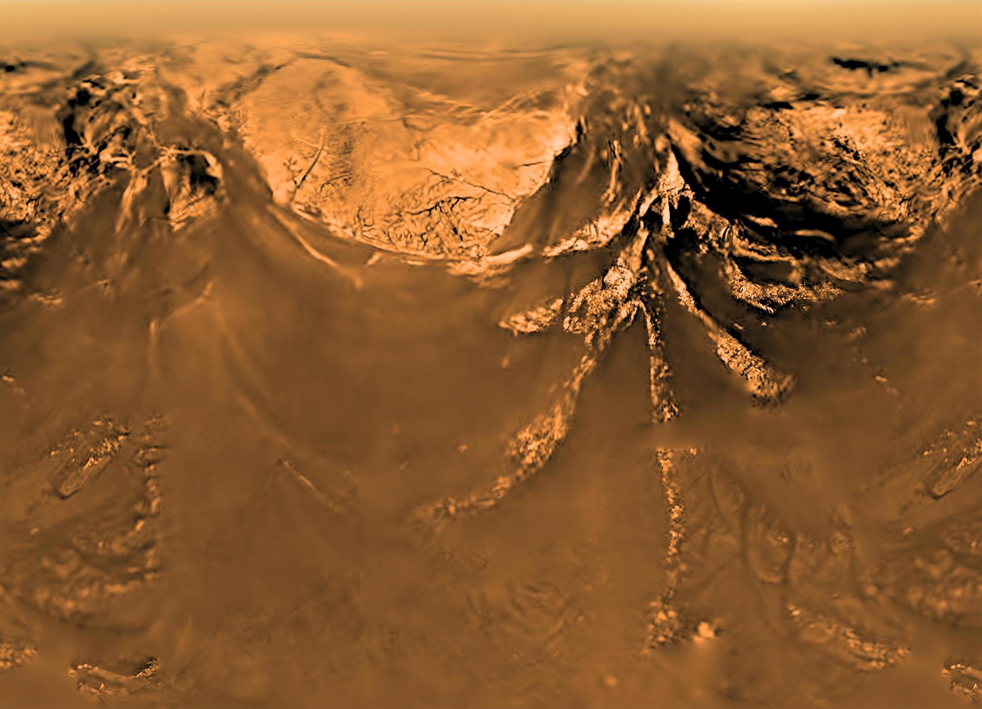 Die Oberfläche von Titan aus Sicht von Huygens (Übersichsbild) Die Oberfläche von Titan aus Sicht von Huygens (Übersichsbild)