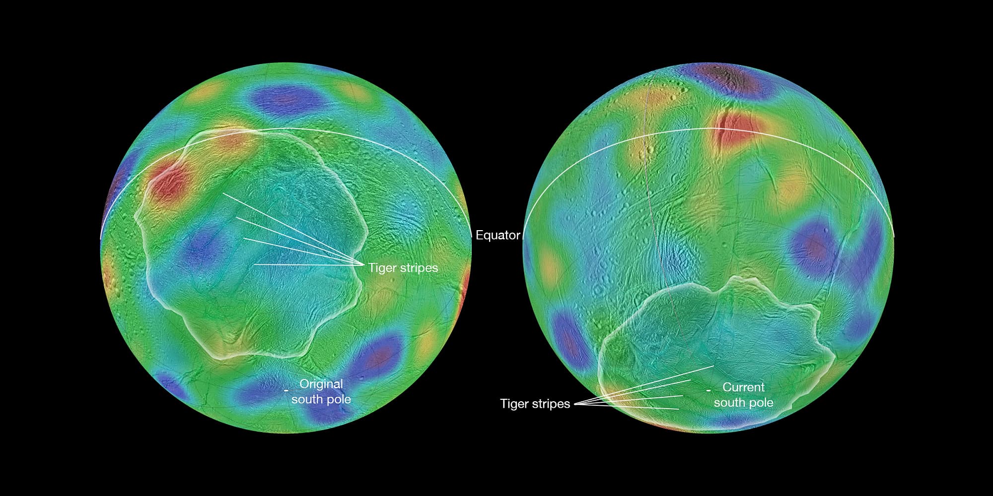 Enceladus wandernde Pole (topografische Karte) Enceladus wandernde Pole (topografische Karte)
