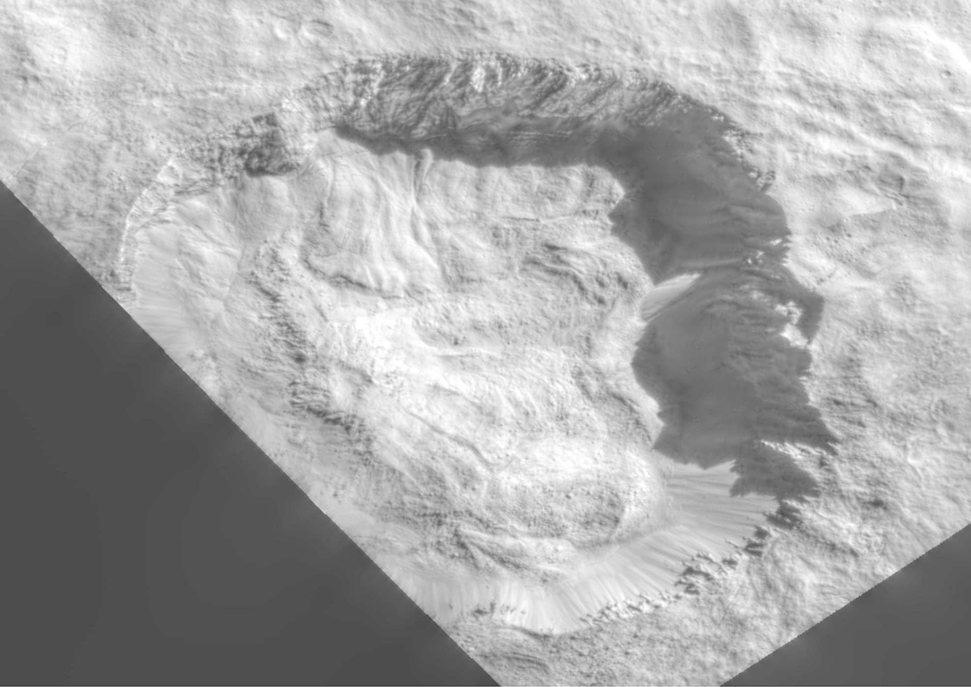Der Einschlagkrater Juling auf dem Zwergplaneten Ceres (Aufnahme der US-Raumsonde Dawn) Der Einschlagkrater Juling auf dem Zwergplaneten Ceres (Aufnahme der US-Raumsonde Dawn)