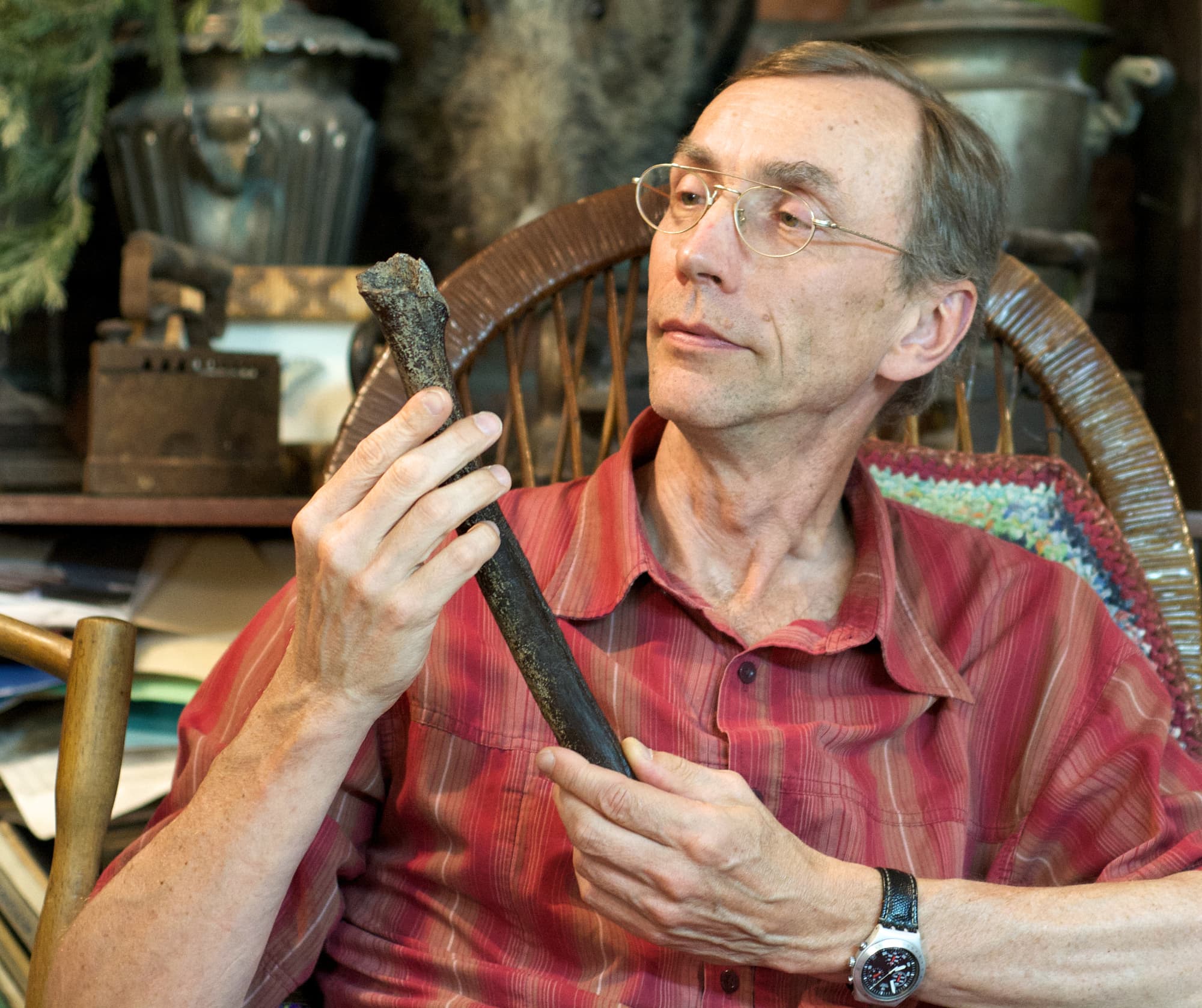 Svante Pääbo hält den Knochen in der Hand Svante Pääbo hält den Knochen in der Hand