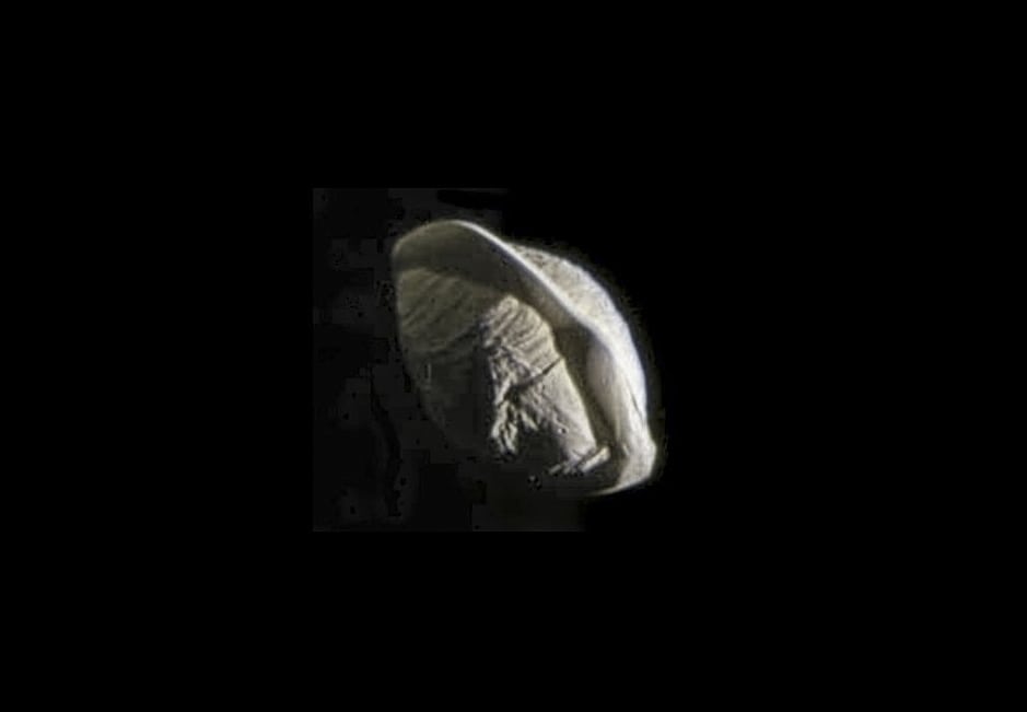Pan im Anflug (Aufnahme der Raumsonde Cassini) Pan im Anflug (Aufnahme der Raumsonde Cassini)