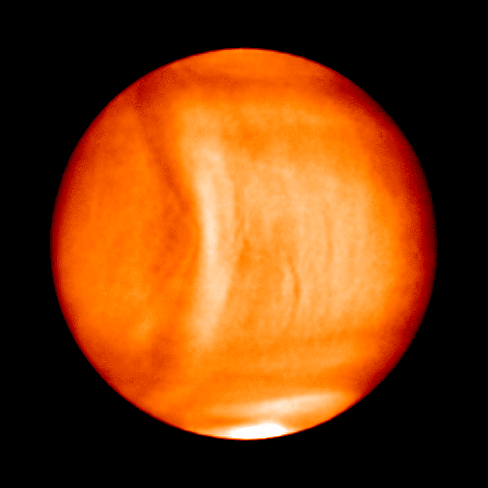 Die Venus im infraroten Licht, fotografiert von der japanischen Raumsonde Akatsuki Die Venus im infraroten Licht, fotografiert von der japanischen Raumsonde Akatsuki