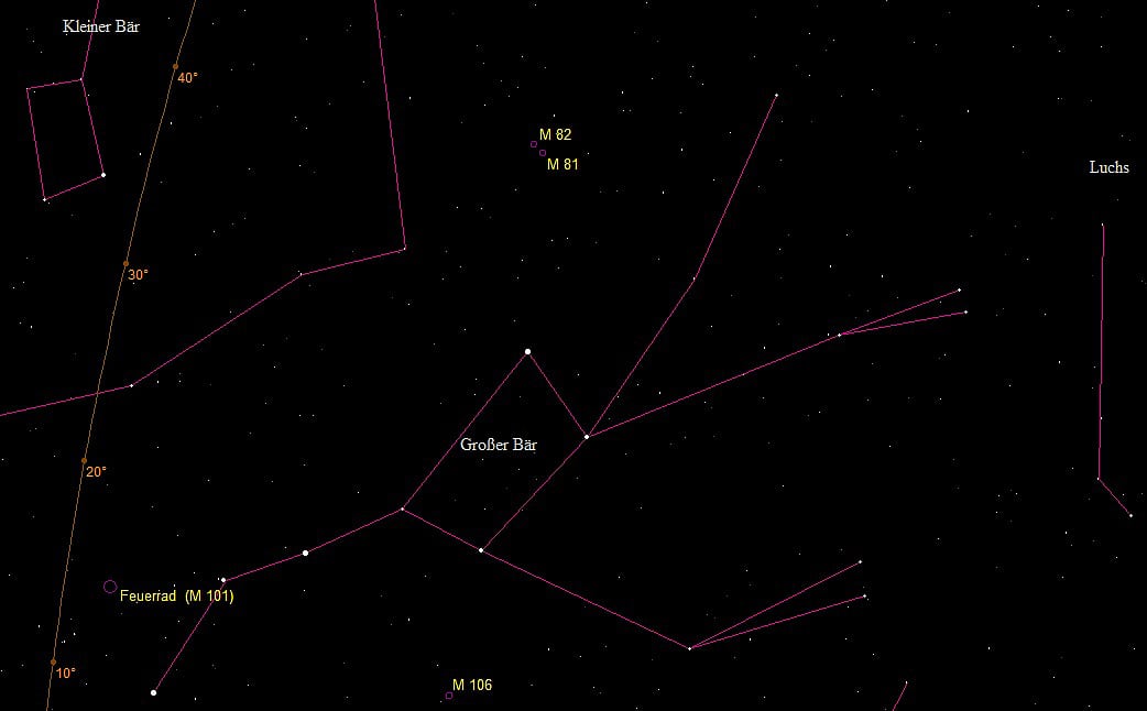 Aufsuchkarte für das Galaxienpaar Messier 81 und 82 Aufsuchkarte für das Galaxienpaar Messier 81 und 82