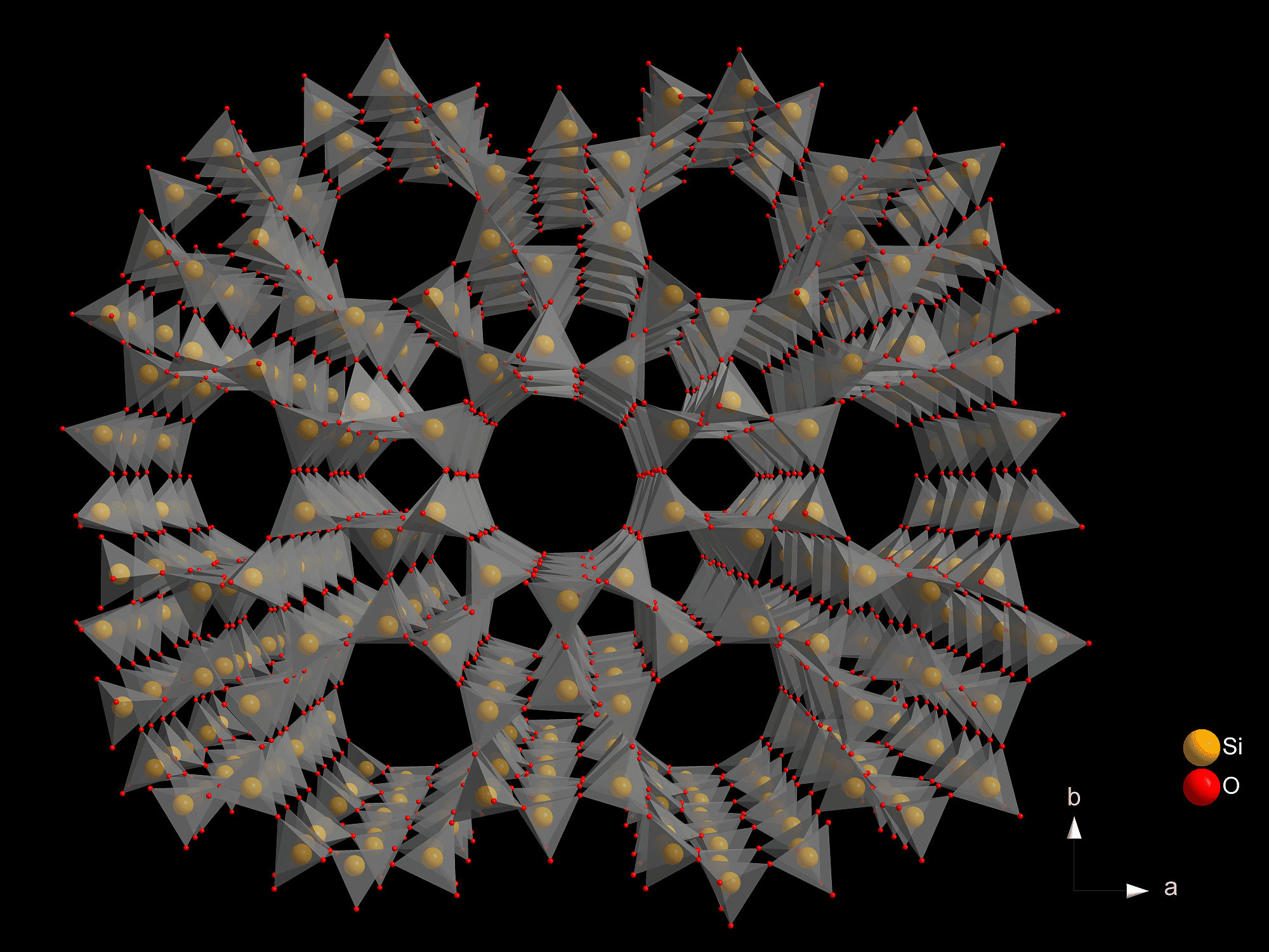 ساختار زئولیت ZSM-5 با نشان دادن هماهنگی tetrahedra. ساختار زئولیت ZSM-5 با نشان دادن tetrahedra هماهنگی.