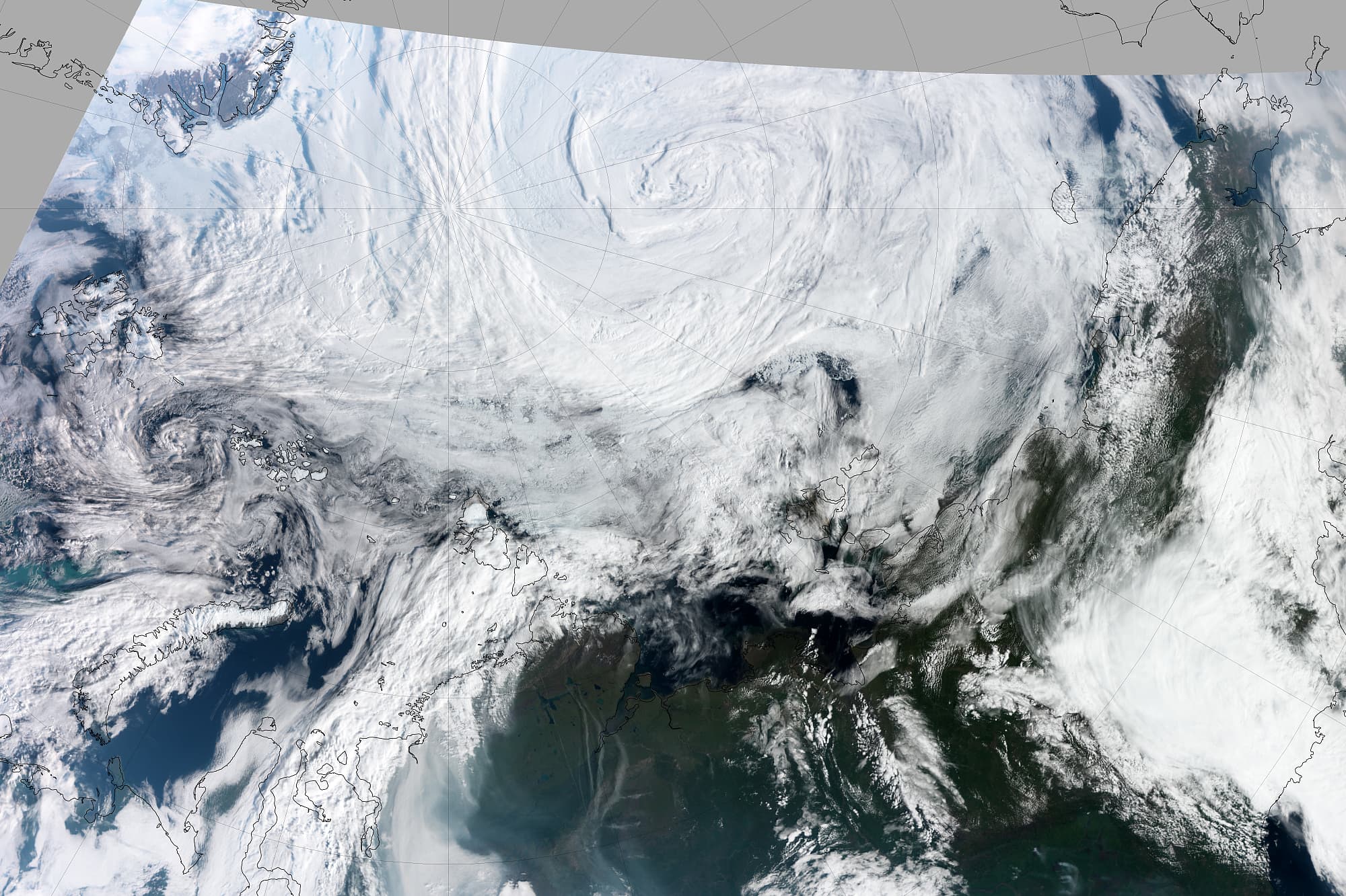 Satellitenbild des Supersturms in der Arktis im August 2012 Satellitenbild des Supersturms in der Arktis im August 2012