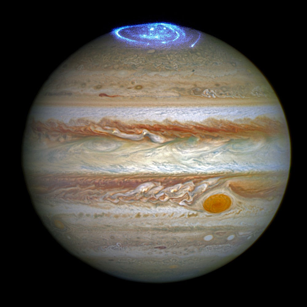 Polarlichter auf Jupiter, Aufnahme des Weltraumteleskops Hubble Polarlichter auf Jupiter, Aufnahme des Weltraumteleskops Hubble