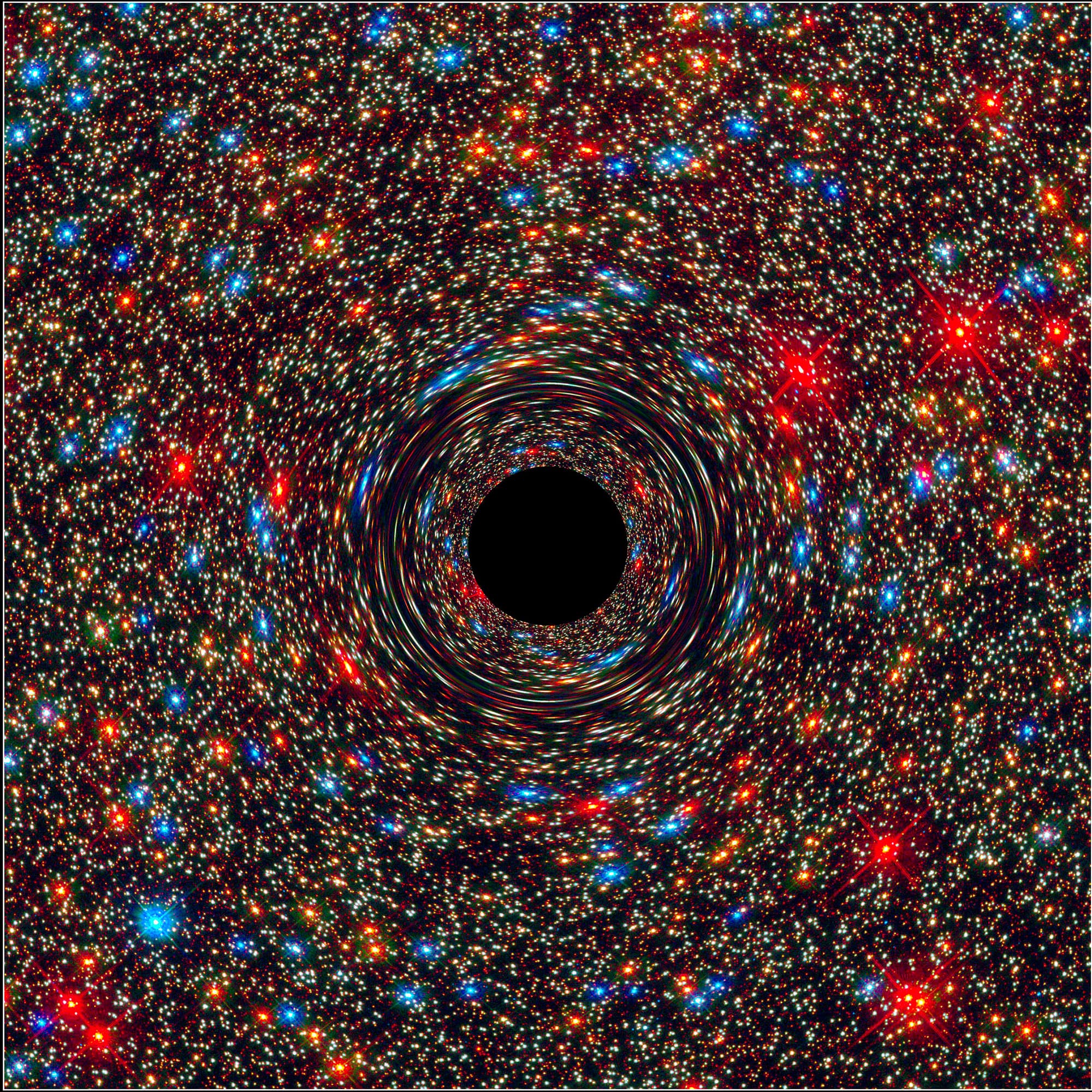 Computersimulation eines supermassereichen Schwarzen Lochs Computersimulation eines supermassereichen Schwarzen Lochs