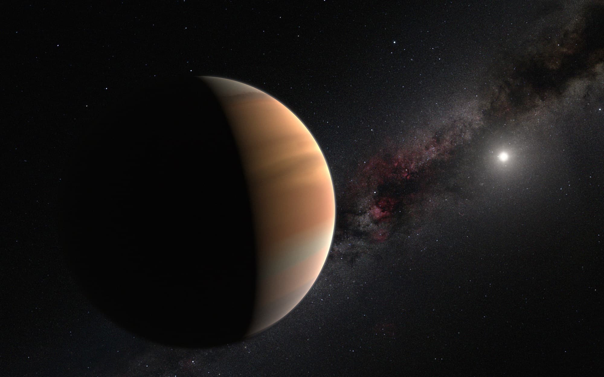 Künstlerische Darstellung eines jupiterähnlichen Exoplaneten Künstlerische Darstellung eines jupiterähnlichen Exoplaneten